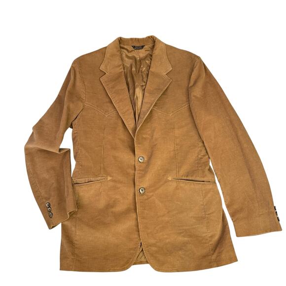 Levi's Panatela Corduroy Blazer Jacket Western 40R Vintage 70's Brown Tan Coat - Picture 1 of 8